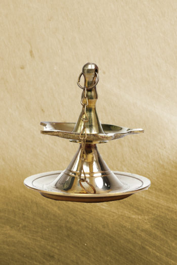 Hand-Engraved Brass Oil Lamp